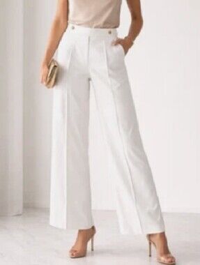 INC International Concepts White Wide-Leg Trousers